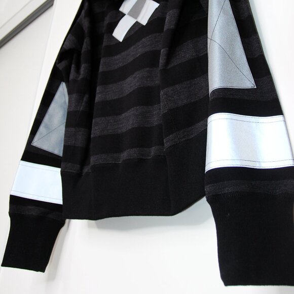 BNWT AW18 JUNYA WATANABE REFLECTIVE TAPE STRIP SWEATSHIRT S - Picture 7 of 15